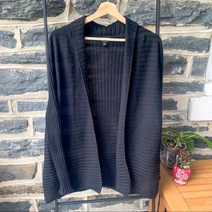 Talbots Petite Merino Wool Black Knit Cardigan